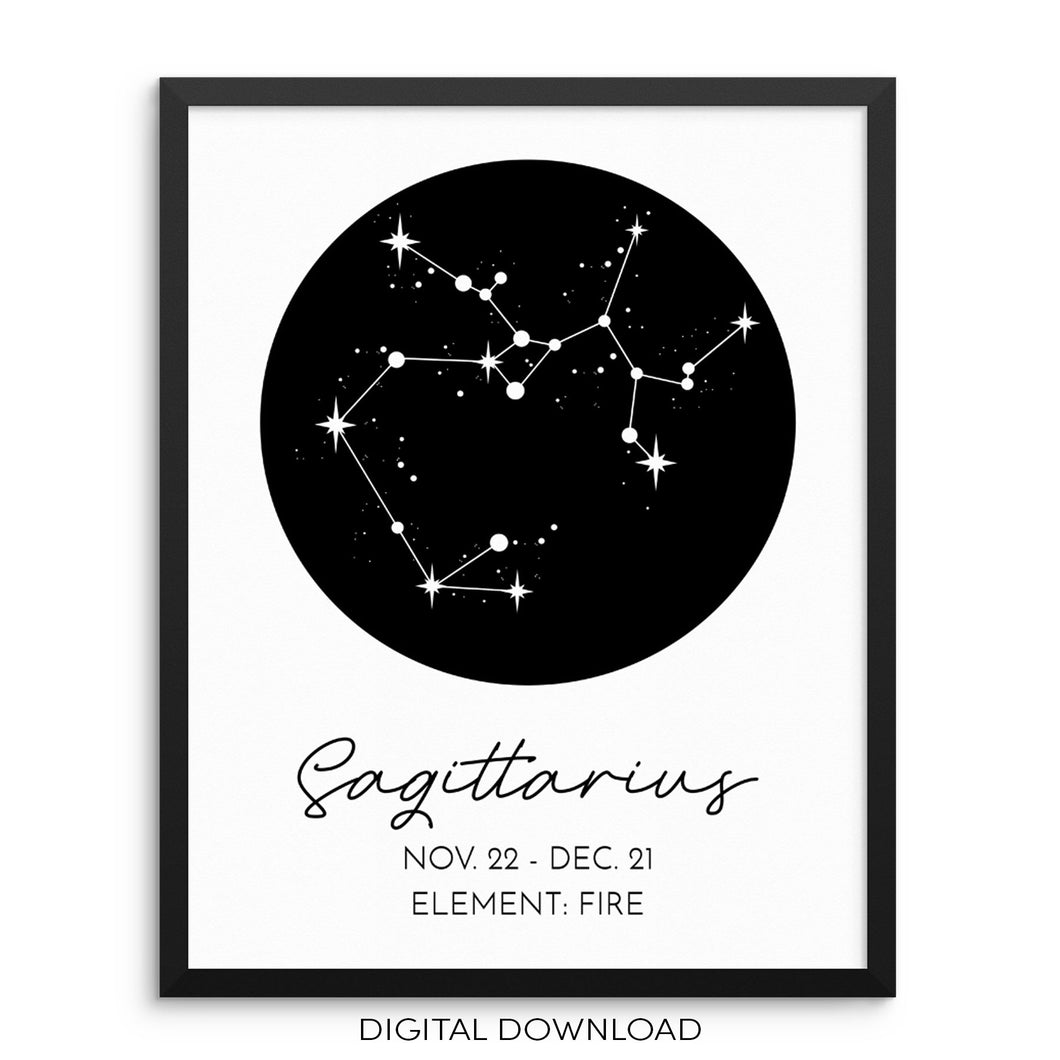 SAGITTARIUS Constellation Wall Art Zodiac Sign Poster DIGITAL DOWNLOAD