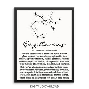 SAGITTARIUS Constellation Wall Art Zodiac Sign Poster DIGITAL FILE