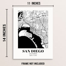 San Diego California City Grid Minimalist Art Print Modern Home Decor Wall Poster