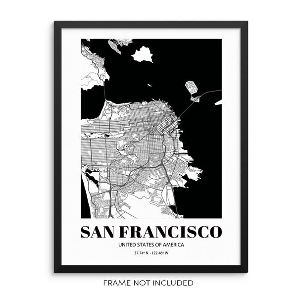 San Francisco City Grid Art Print Modern Home Decor Wall Poster