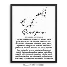 SCORPIO Funny Zodiac Constellation Home Decor Wall Art Print Poster