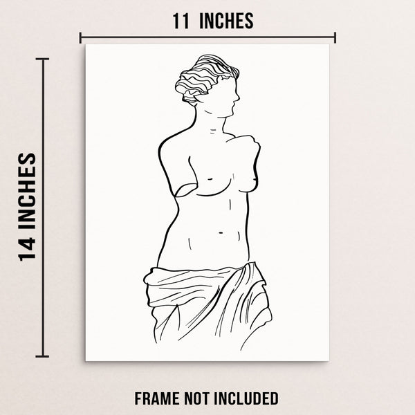 Line Drawing Art Print Woman's Body Shape Greek Sculpture Poster