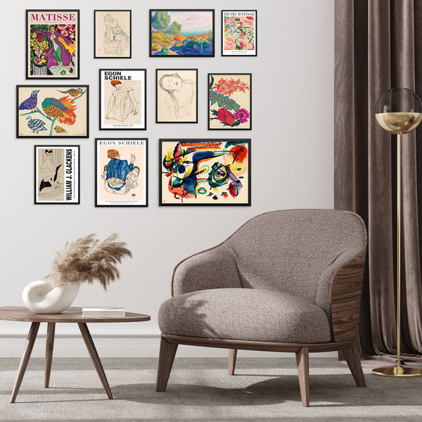 Set of 11 Colorful Eclectic Gallery Wall Art Prints | DIGITAL DOWNLOAD | Vintage Posters Matisse Klimt Schiele Kandinsky Wall Decor