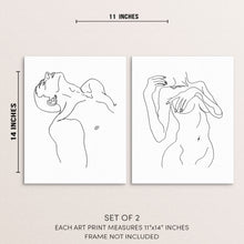 Minimalist One Line Art Print Set Abstract Man and Woman's Nude Body