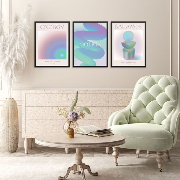  Set of 3 Gallery Wall Art Prints Aura Energy Abstract 3D Fluid Shapes Posters | PRINTABLE FILE | Pastel Colors Wall Decor Art Prints Active Restock requests: 0 