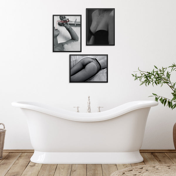 Set of 3 Gallery Wall Fashion Art Prints Trendy Posters | PRINTABLE FILE | Black and White Wall Decor for Bedroom, Bar Cart, or Vanity Table