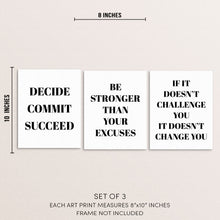 Motivational Gym Quotes Art Print Set Fitness Wall Posters