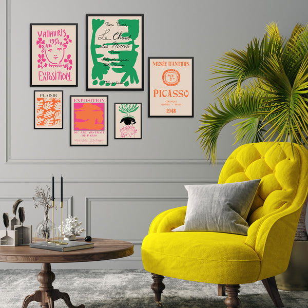 Set of 6 Colorful Eclectic Gallery Wall Vintage Art Prints Matisse Picasso PRINTABLE FILE