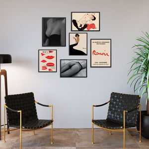 Set of 6 Eclectic Gallery Wall Fashion Art Prints | PRINTABLE FILE | Egon Schiele, Renoir, Villemot, Bouvard Film Ancien TrendyPosters