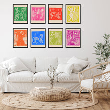 Set of 8 Colorful Eclectic Gallery Wall Art Prints | DIGITAL DOWNLOAD | Vintage Line Drawing Posters for Entryway or Living Room Wall Decor 