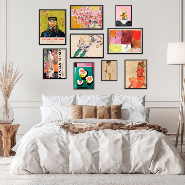 Set of 9 Colorful Eclectic Gallery Wall Art Prints | PRINTABLE FILE | Vintage Posters Paul Klee Gustav Klimt Schiele Van Gogh Wall Decor