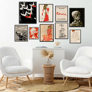 Set of 9 Eclectic Gallery Wall Art Prints PRINTABLE FILE Egon Schiele Picasso Van Gogh Renoir Vintage Posters for Living Room Decor