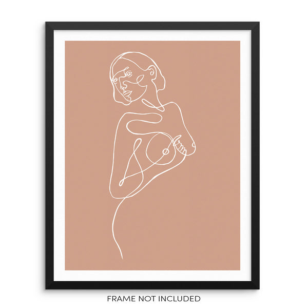 One Line Drawing Art Print Abstract Woman's Body Shape Poster