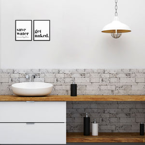 Save Water Shower Together and Get Naked Bathroom Art Print Set