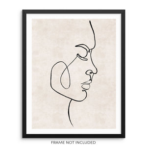 One Line Drawing Art Print Abstract Face Minimalist Wall Decor Poster