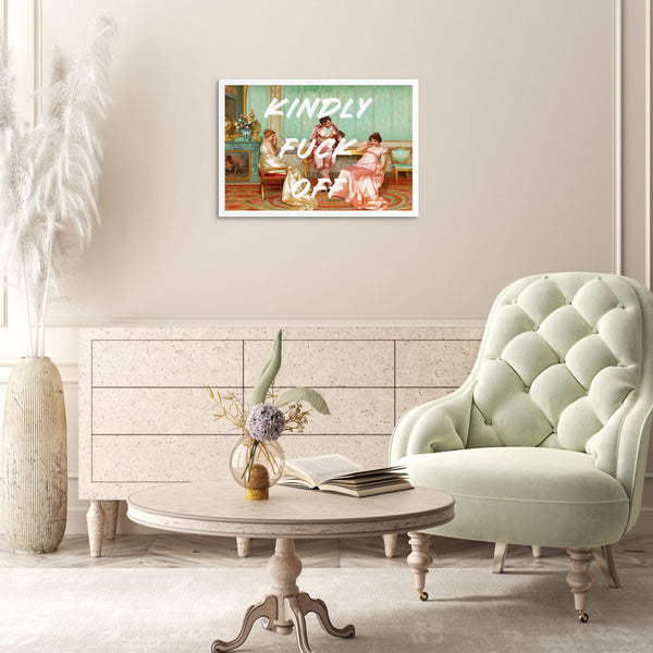 Pastel Colors Altered Wall Art Print Kindly Fvck Off Vintage Poster DIGITAL DOWNLOAD FILES TO PRINT AT HOME