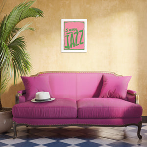 Some Jazz Pink and Green Art Print Retro Poster | DIGITAL DOWNLOAD | Groovy Artwork for Entryway or Living Room Gallery Wall Decor