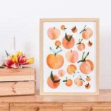 Watercolor Peaches Art Print Fruit Pattern Wall Poster UNFRAMED Modern Colorful Artwork for Kitchen Dining Room Gallery Wall Decor 