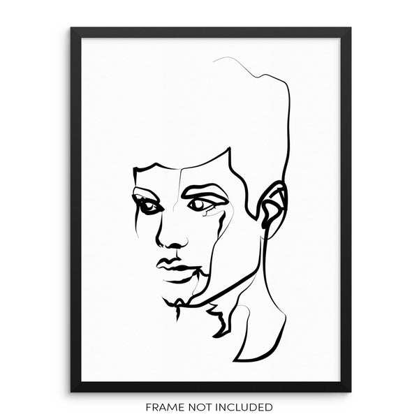 Minimalist One Line Male Face Art Print for Gallery Wall Decor