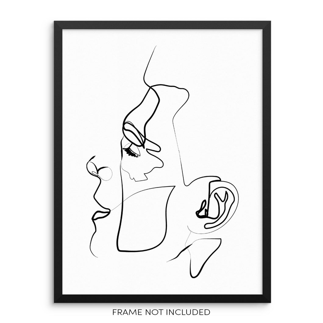 Continuous Line Male Face Minimalist Art Print for Gallery Wall Decor