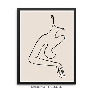 Minimalist One Line Drawing Nude Body Shape Art Print Poster