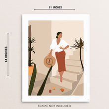 Minimalist Gouache Fashion Art Print Woman by Stairs Poster