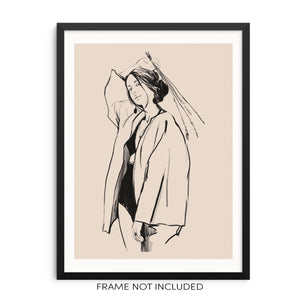 Minimalist Woman's Line Art Print Trendy Abstract Poster