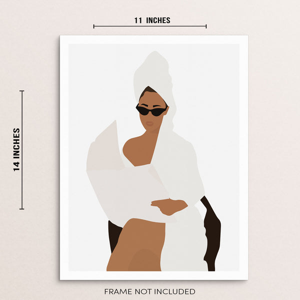 Minimalist Abstract Art Print Woman with Head Towel Fashion Poster