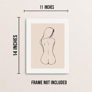 One Line Art Print Abstract Woman's Nude Body Shape Poster