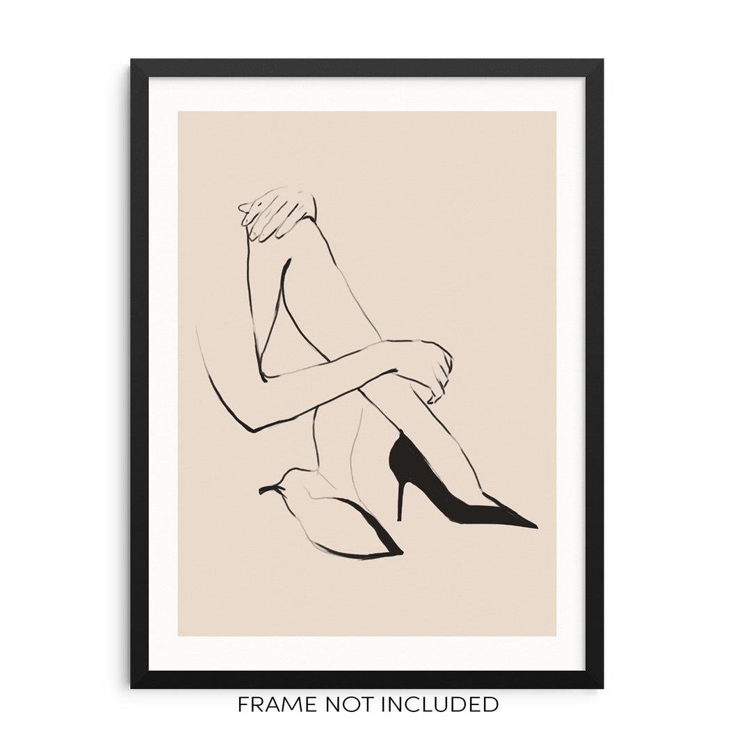 Abstract Line Art Print Woman's Heels Fashion Sketch Poster