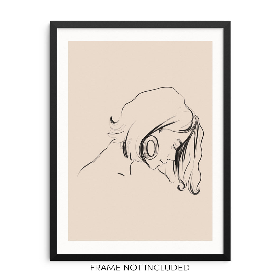 Abstract Face Line Art Print Woman's Fashion Sketch Wall Decor Poster