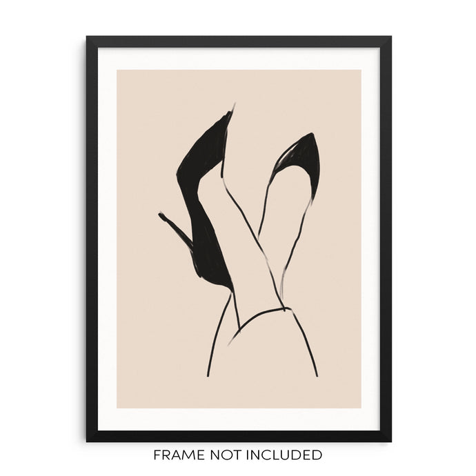 Black Heels Fashion Sketch Line Art Print Minimalist Poster