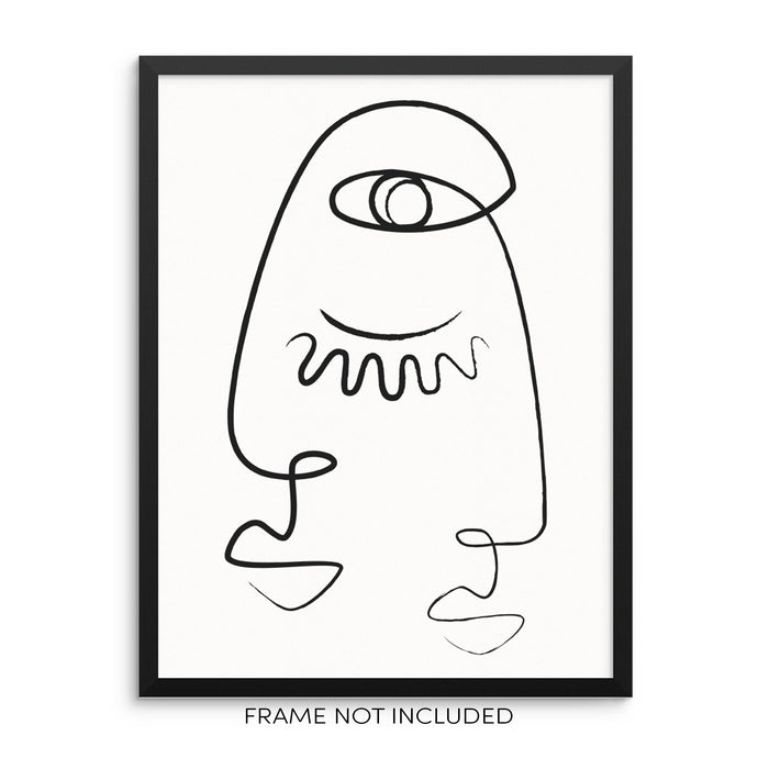 Continuous Line Abstract Face Art Print Minimalist Wall Decor Poster