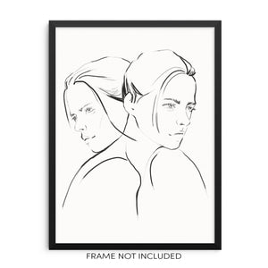 Minimalist Line Wall Art Print Abstract Faces Poster