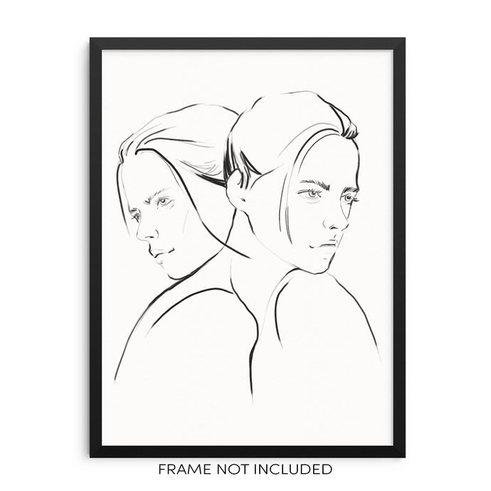Minimalist Line Wall Art Print Abstract Faces Poster