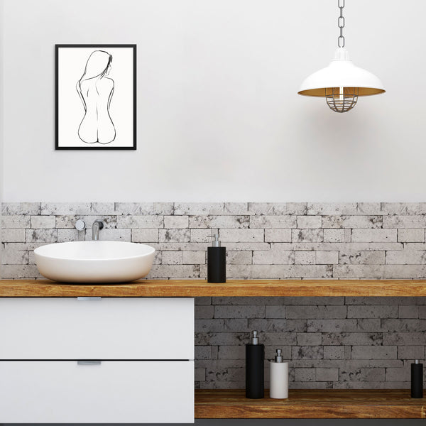 Minimalist Nude Woman's Body One Line Art Print Trendy Poster