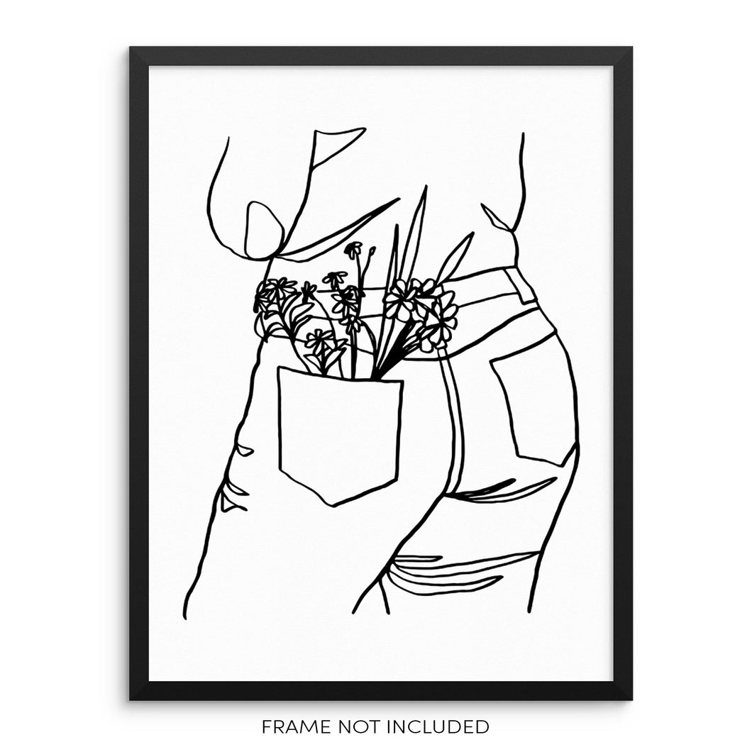 Minimalist One Line Art Print Woman's Body Positive Abstract Poster