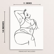 One Line Nude Woman's Body Posing Wall Art Print Poster