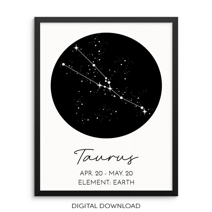 TAURUS Constellation Art Print Zodiac Sign Poster DIGITAL DOWNLOAD