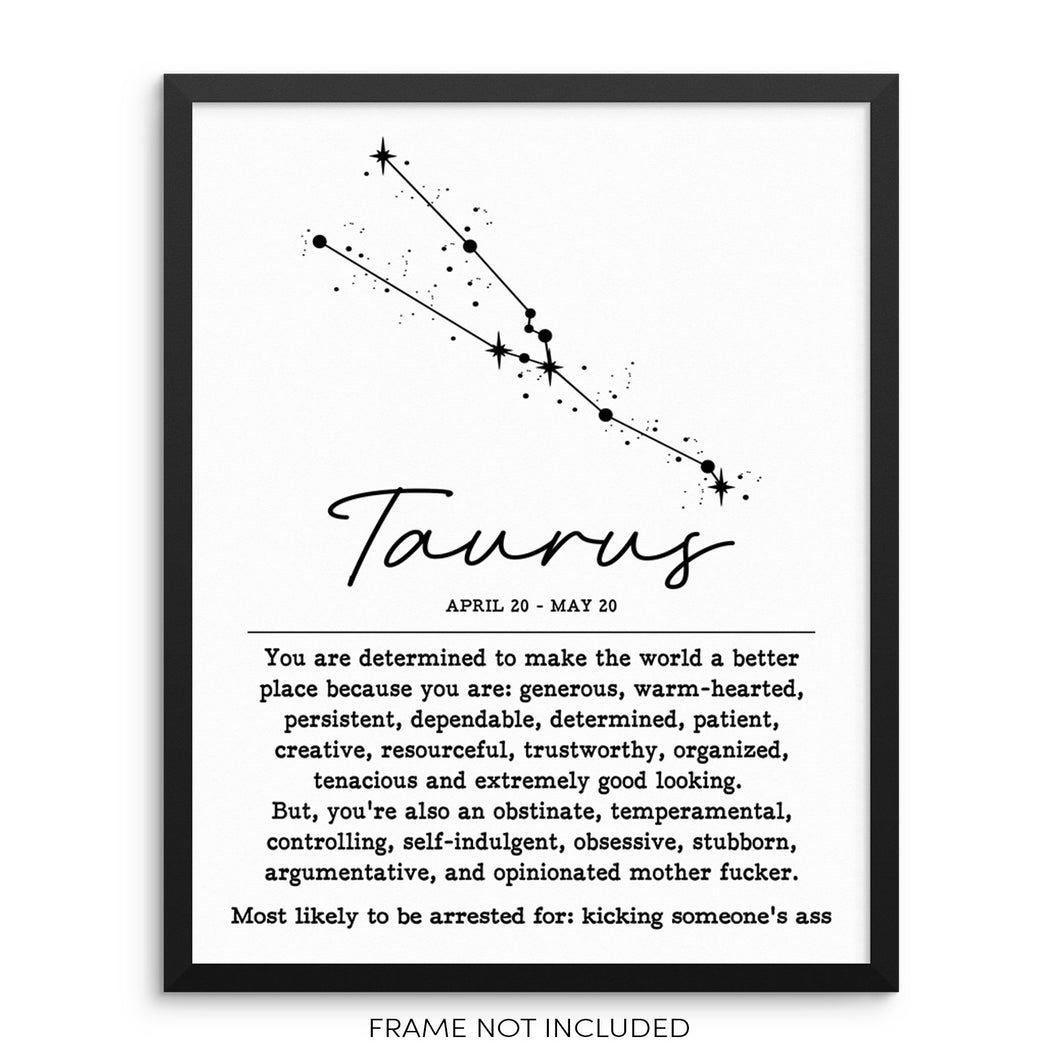 TAURUS Funny Zodiac Constellation Wall Decor Art Print Poster