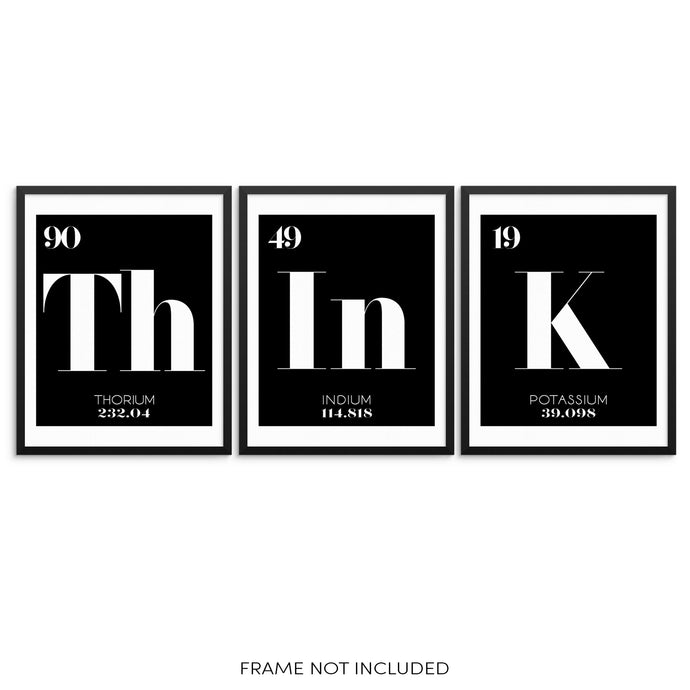 THINK Periodic Table of Elements Words Art Print Set