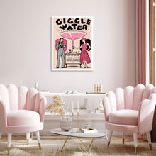 Vintage Cocktail Retro Poster Giggle Water Art Print |DIGITAL DOWNLOAD| Pink Theme Wall Art for Bar Cart, Entryway or Living Room Decor