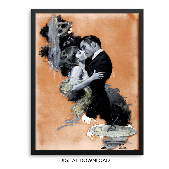 Couple Kissing Art Print Vintage Poster | PRINTABLE FILE | Eclectic Artwork for Couple's Bedroom or Living Room Gallery Wall Decor