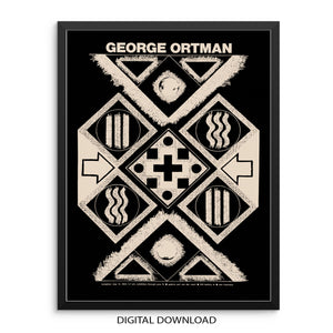 George Ortman Gallery Exhibition Vintage Art Print Mid-Century Poster |DIGITAL DOWNLOAD| Neutral Color Home Decor for Living Room Wall Decor