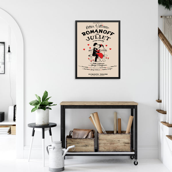 Vintage Movie Poster Romanoff and Juliet Art Print | DIGITAL DOWNLOAD | Neutral Colors Wall Art for Bar Cart, Entryway or Living Room Decor