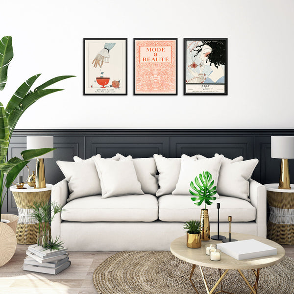 Set of 3 Gallery Wall Vintage Art Prints Fashion and Beauty Pastel Colored Posters DIGITAL FILE