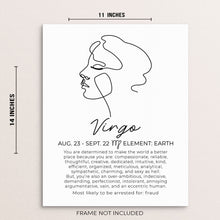 VIRGO Zodiac Sign One Line Art Print Minimalist Horoscope Sign Poster