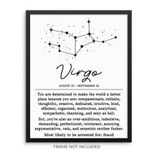 VIRGO Zodiac Constellation Wall Decor Art Print Poster - 8"x10" UNFRAMED