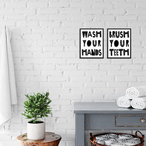 Kids Bathroom Decor Art Print Set Brush Your Teeth Wash Your Hands
