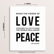 Jimi Hendrix When The Power of Love Quote Wall Art Print Poster